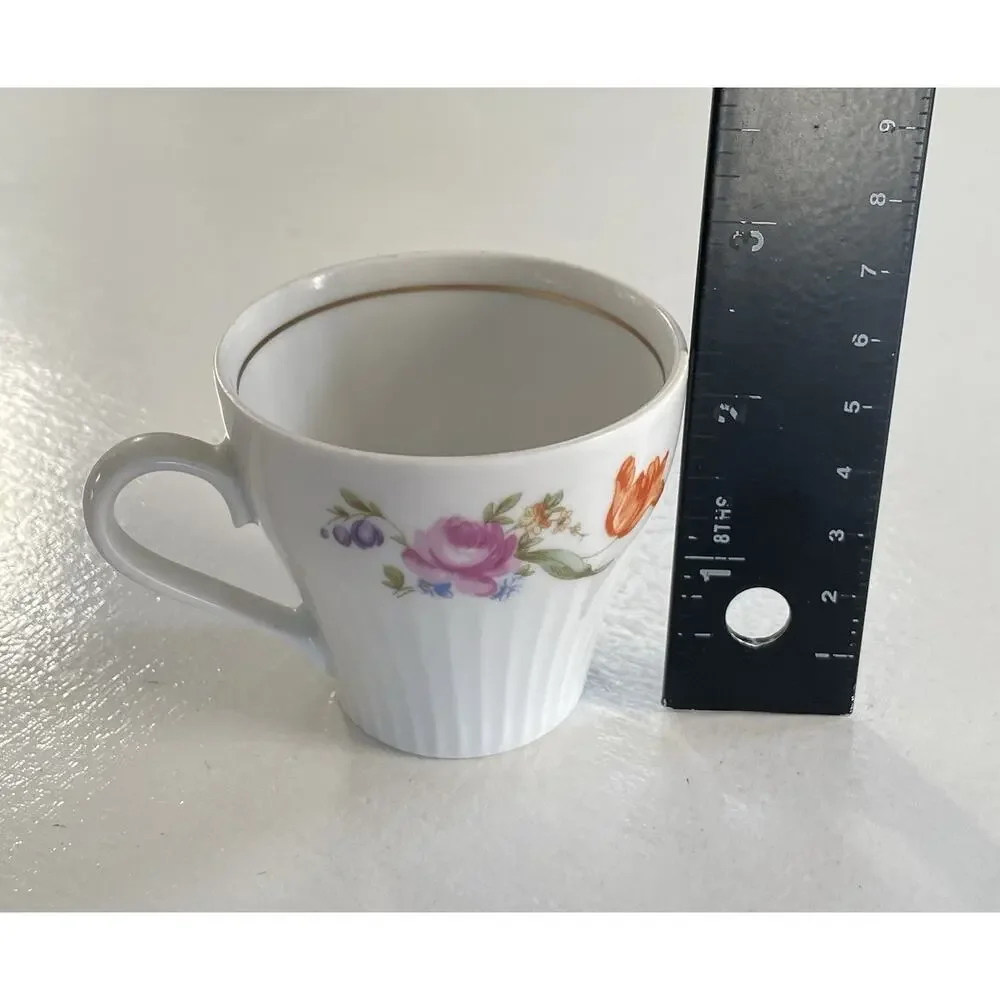 JlMenau Graf Von Henneberg 1777 White Floral Porcelain 3 Piece Demitasse/Tea Set